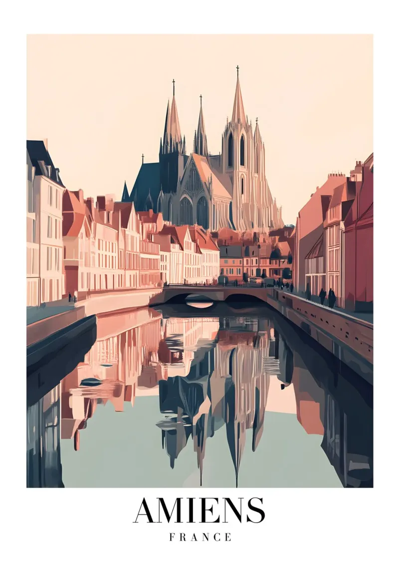 Stampa sul canale della cattedrale di Amiens - Gotico francese tela con Cornice a cassetta da homdeco