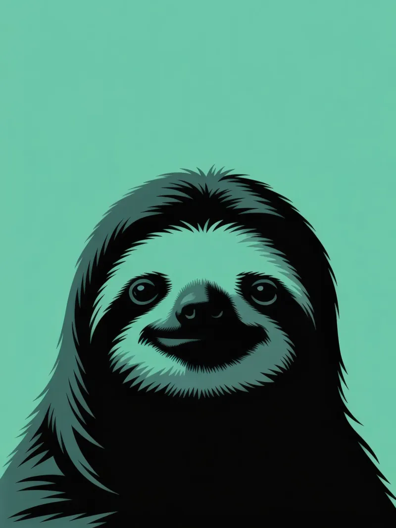Illustrazione di bradipo fresco, minimale, animali divertenti alluminio dibond da SlothStella