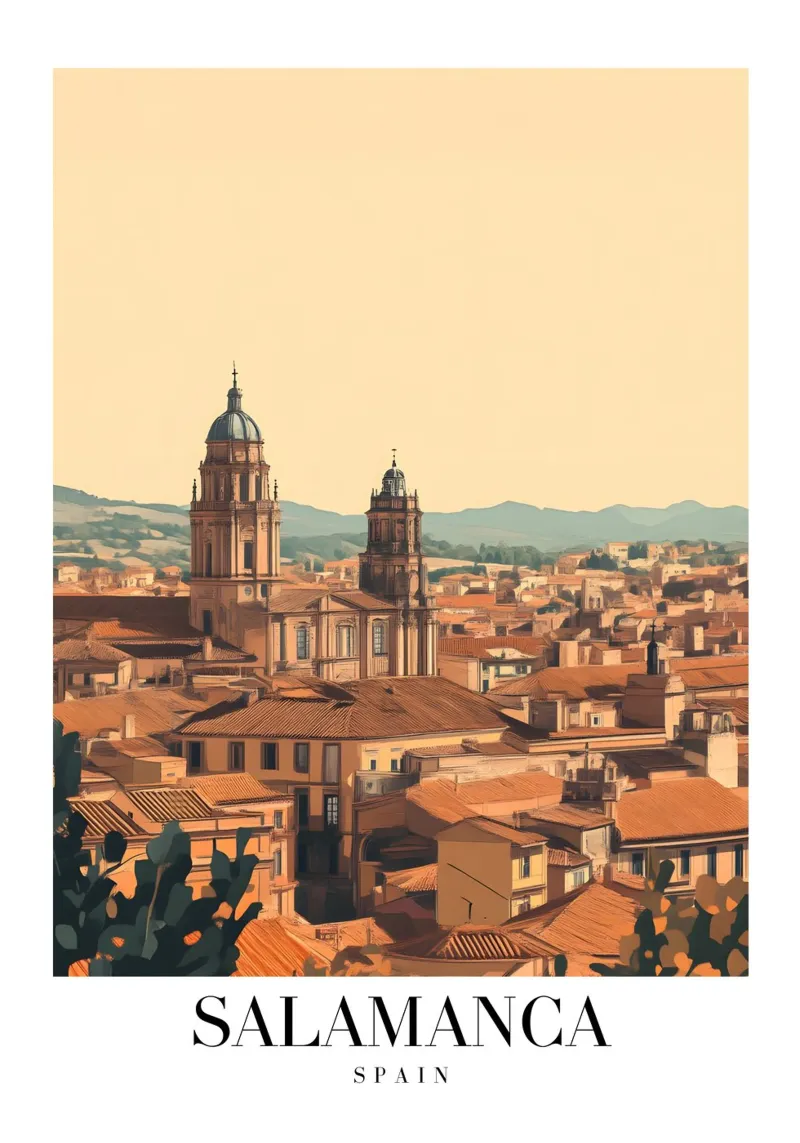 Salamanca Skyline Art Print - Renacimiento Español lienzo con Marco flotante de homdeco
