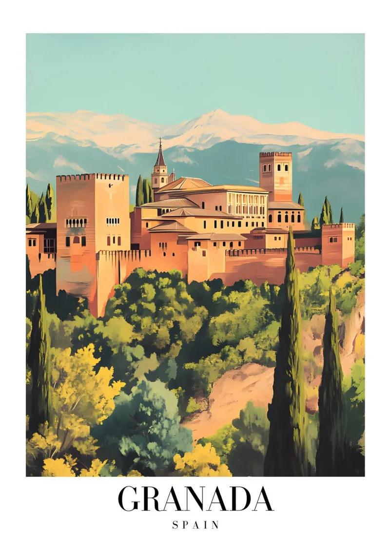 Granada Alhambra Kunstdruck - Spanischer maurischer Palast Hahnemühle von homdeco