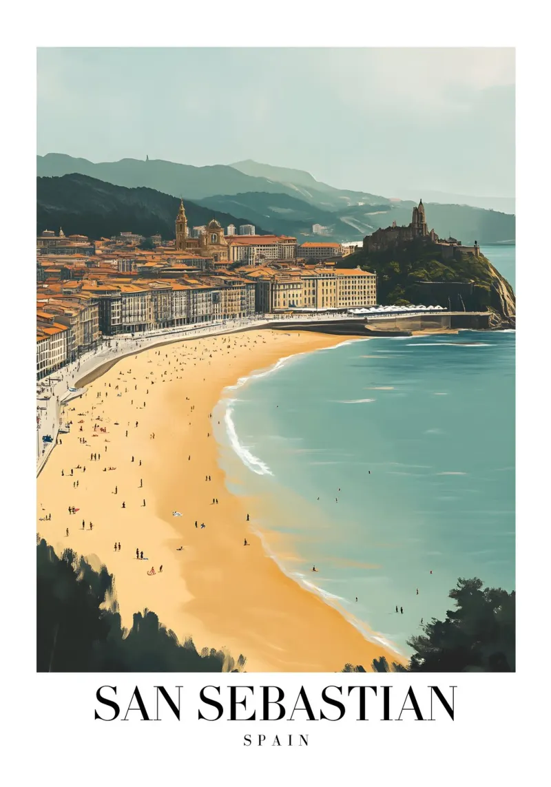 Stampa d'arte sulla spiaggia di San Sebastian La Concha - Costa Basca plexiglass da homdeco