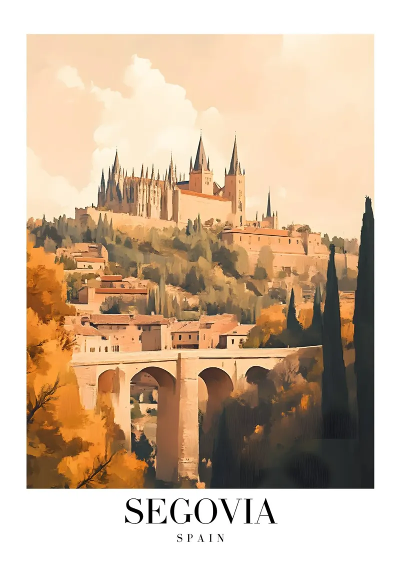 Segovia Alcázar Art Print - Spanish Castle View canvas with Floater frame by homdeco
