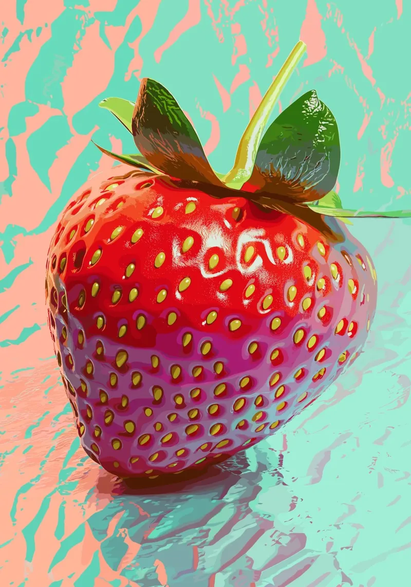 Fragola in luminosità pop art pellicola backlit da pixelbull - medieval art and more