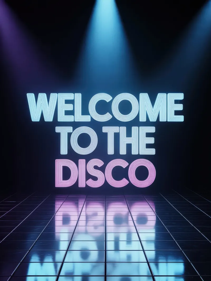 Welcome to the Disco - Poster al neon in stile retrò pellicola backlit da RB-Quotes