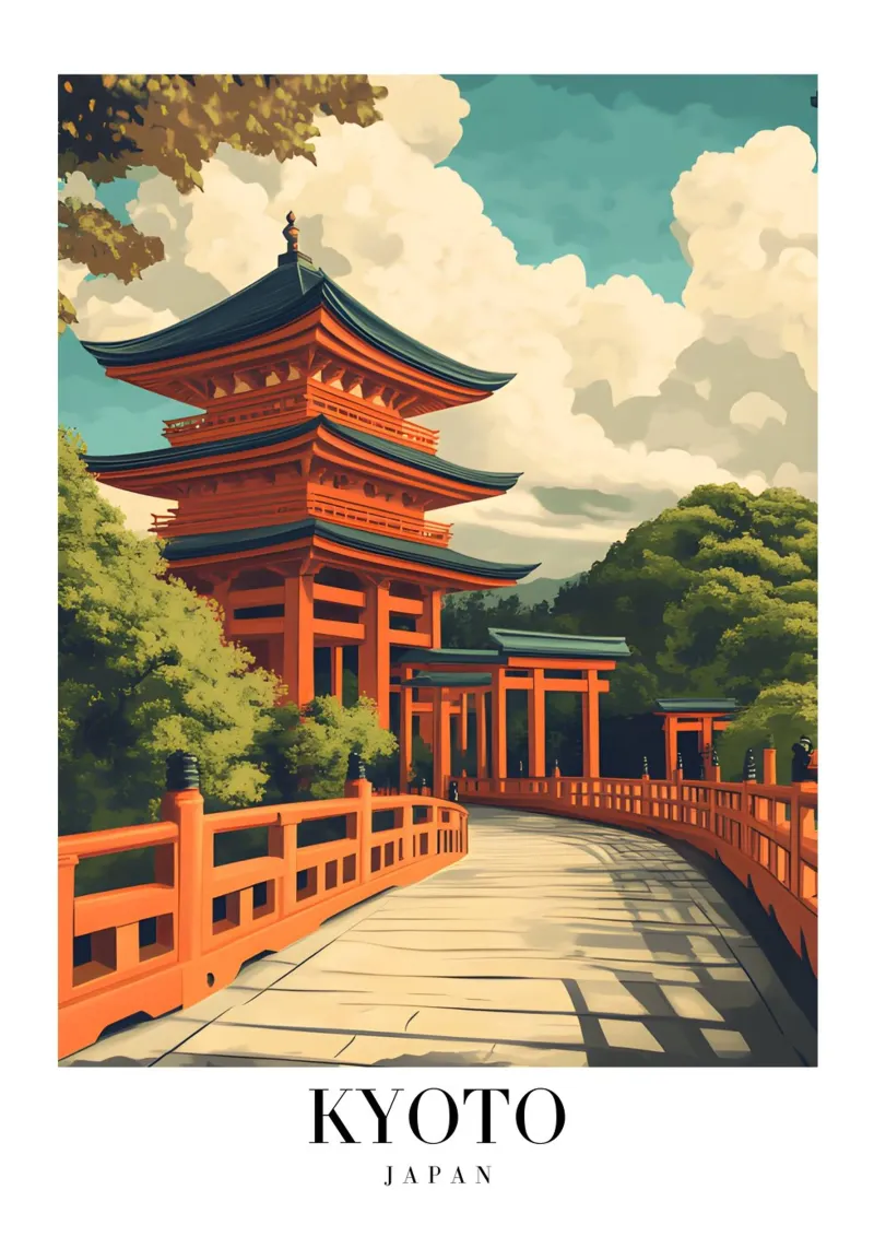 Kyoto Pagode Kunstdruk - Japanse Tempel & Torii canvas van homdeco