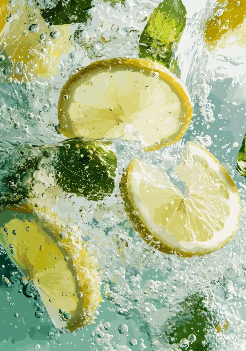 Refreshing lemons in sparkling water hahnemühle by pixelbull - medieval art and more