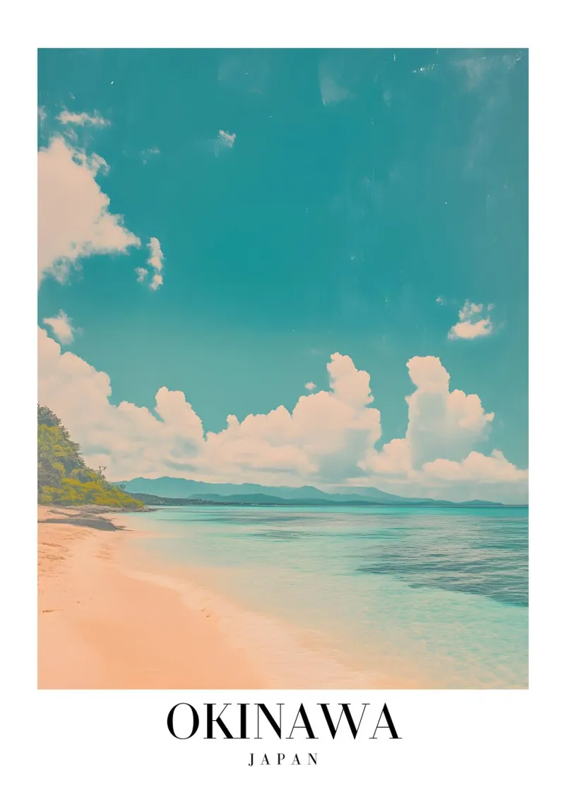 Stampa d'arte sulla spiaggia di Okinawa - Paradiso tropicale giapponese poster da homdeco