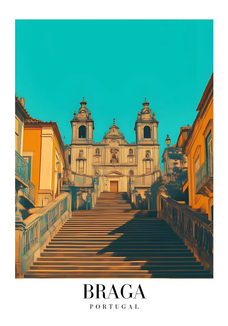 Stampa d'arte sul santuario di Braga - Scale barocche portoghesi tela con Cornice a cassetta da homdeco