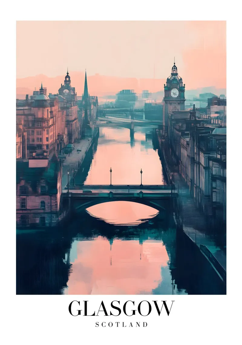 Stampa d'arte sul fiume Clyde di Glasgow - Paesaggio urbano scozzese poster da homdeco