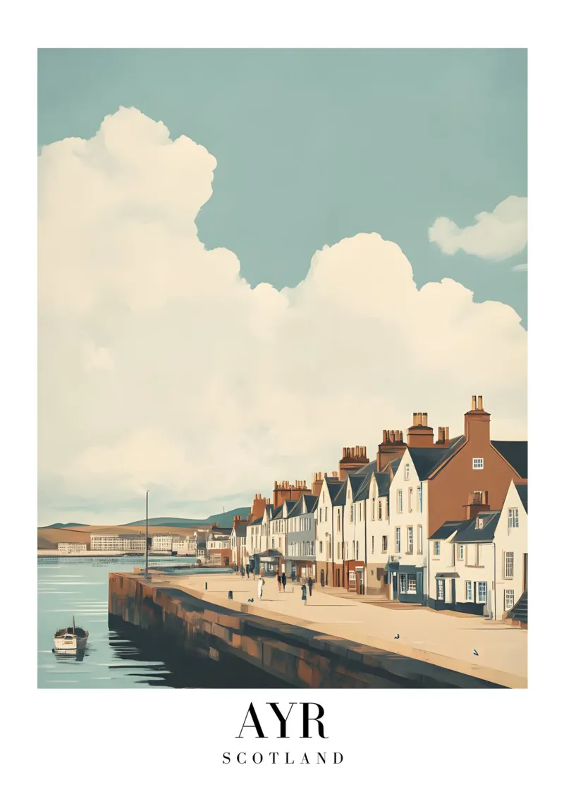 Ayr Scotland Harbor Art Print - Kuststadje Charme canvas met Baklijst van homdeco