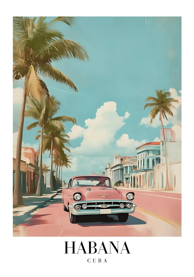 Stampa d'arte su auto d'epoca dell'Avana - Cuba Retro Scene pellicola backlit da homdeco