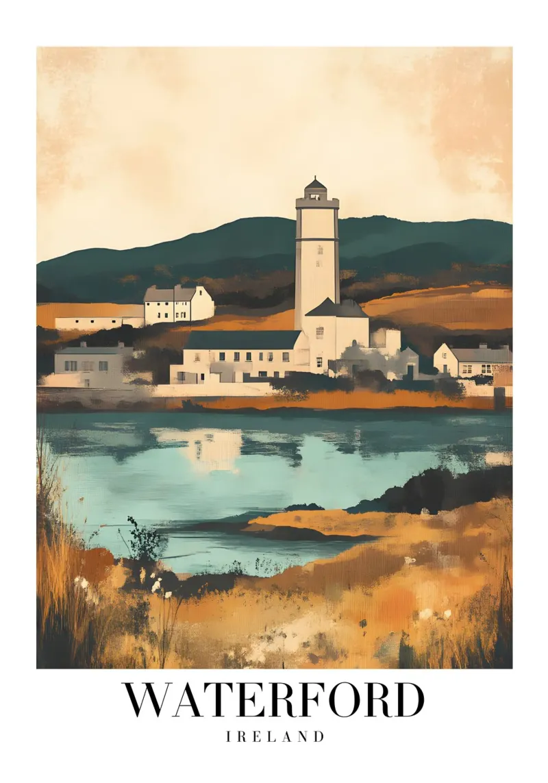 Waterford Vuurtoren Kunstdruk - Ierse Kust canvas met Baklijst van homdeco