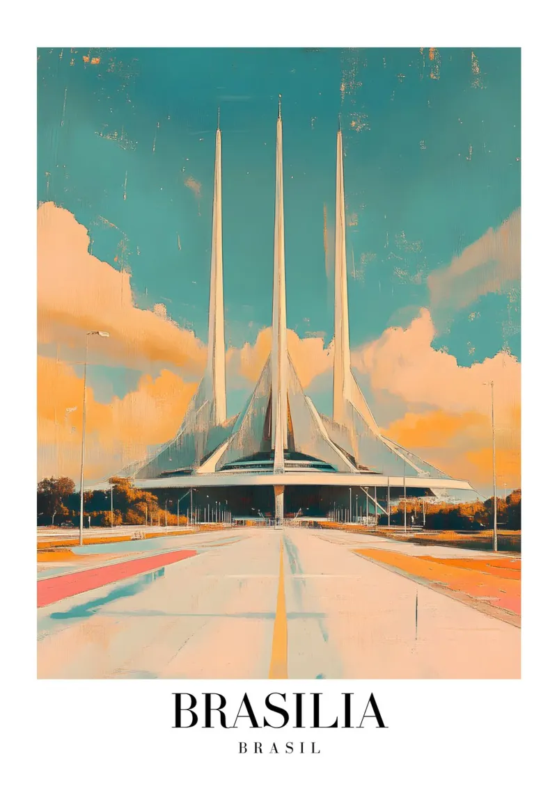Brasília Nationaal Congres Kunstdruk - Modernistische Architectur canvas met Baklijst van homdeco