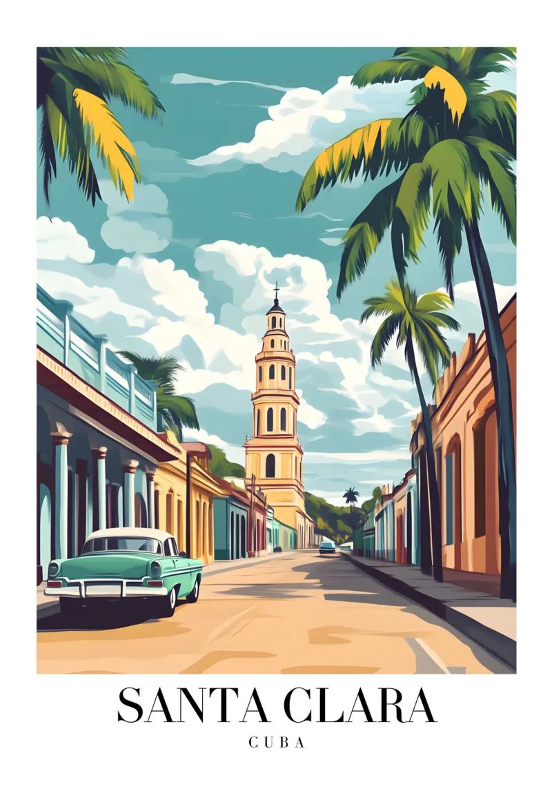 Santa Clara Cityscape Art Print - Cuba Iconic Tower forex plate by homdeco