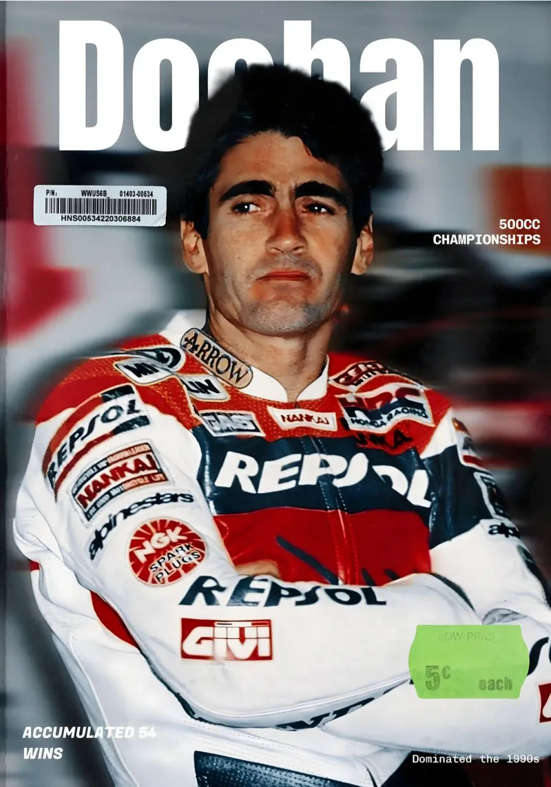 Mick Doohan poster con telaio in legno da Low poly art