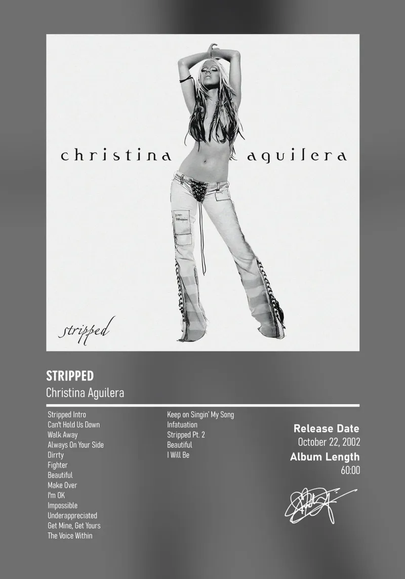 Stripped (2002) by Christina Aguilera poster con telaio in legno da DGUnder