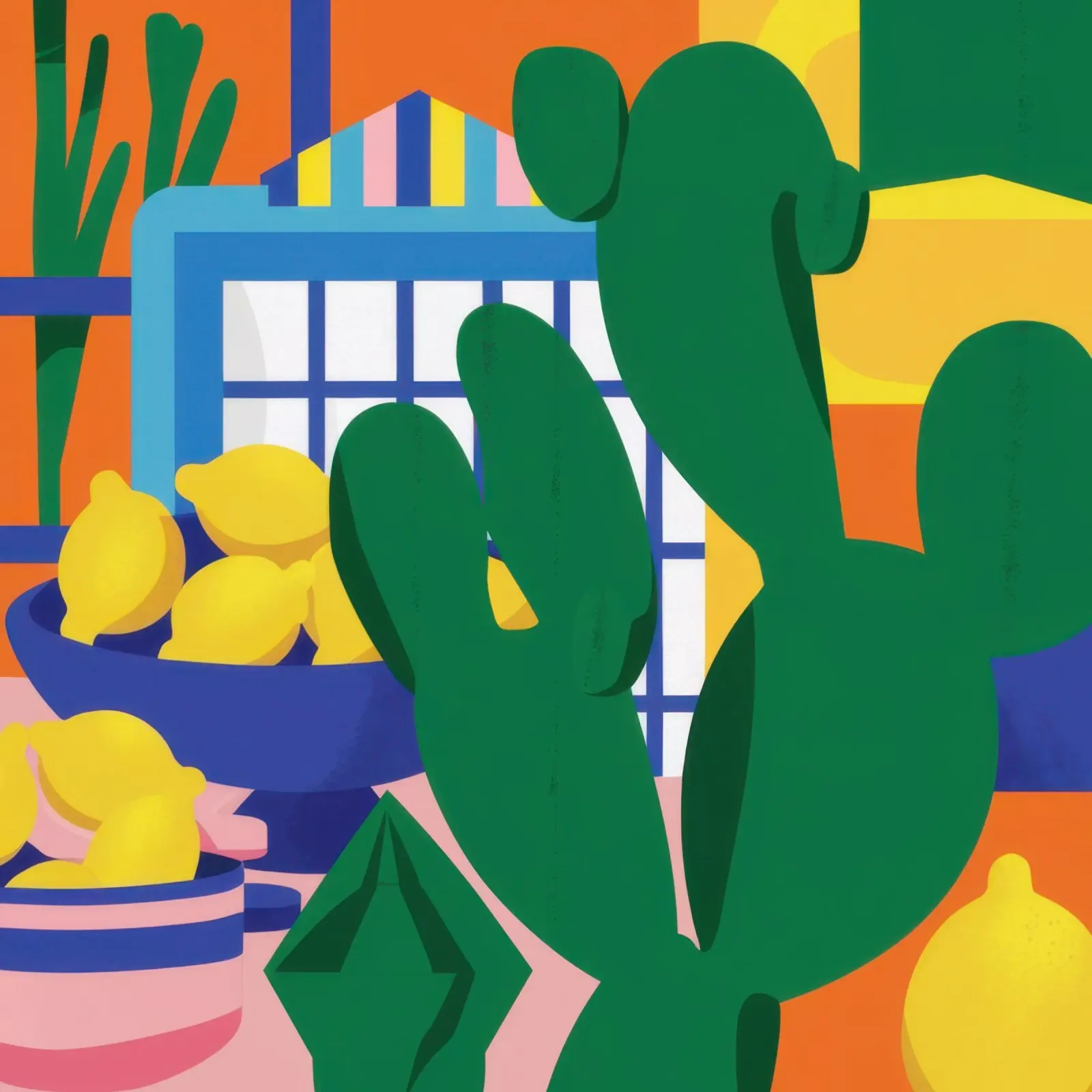 Cactus Window Watch canvas with Floater frame by Rain Balance