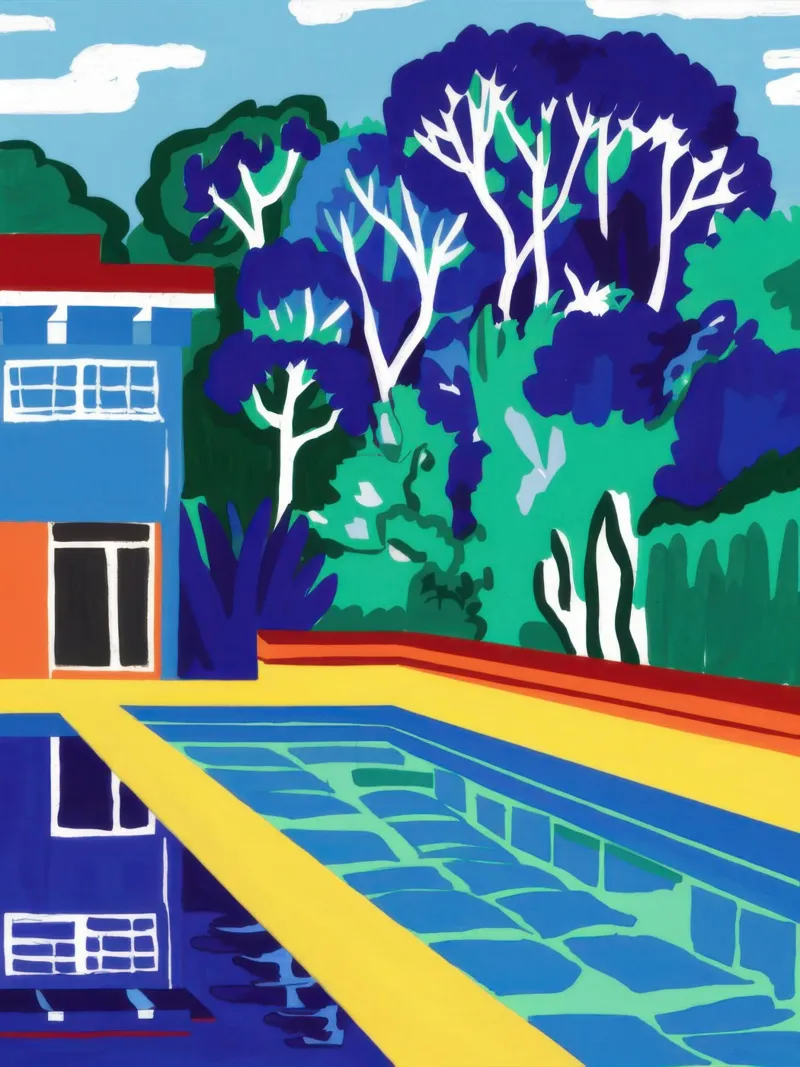 Modern Poolside Vibrancy canvas by Flock Reverie
