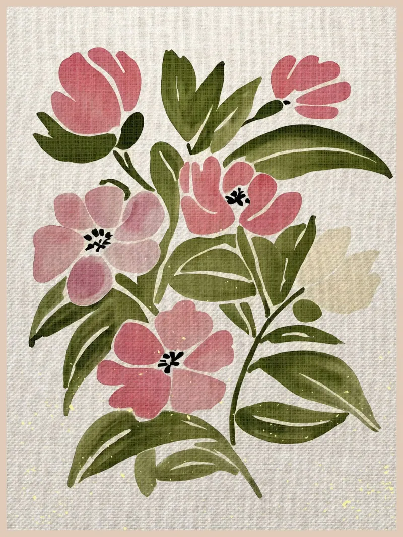 Bouquet floreale acquerellato alluminio dibond da AnimalFunny