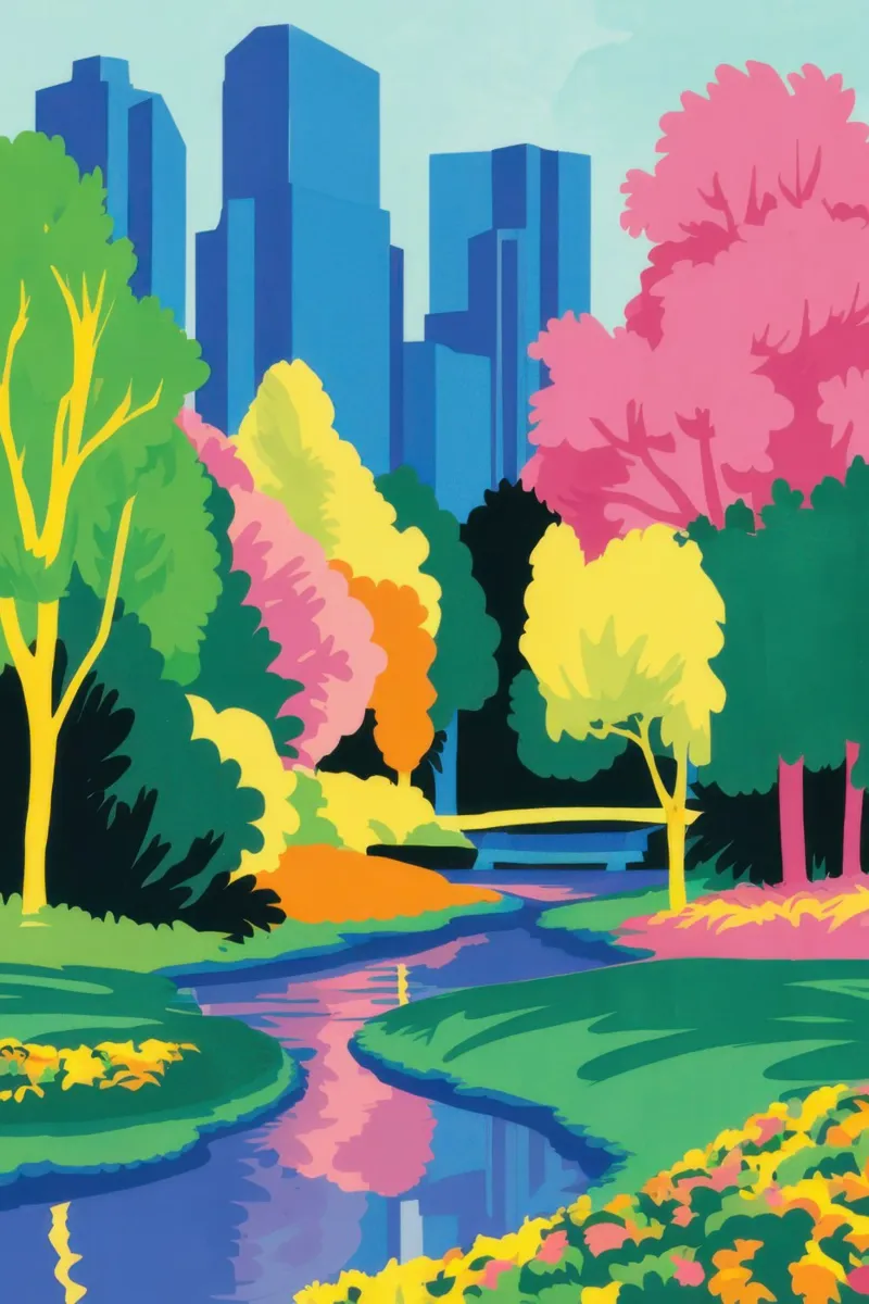 Urban Oasis Sunset canvas by Flock Reverie