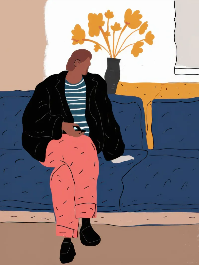Cerulean Sofa Contemplation canvas by Reds Jays
