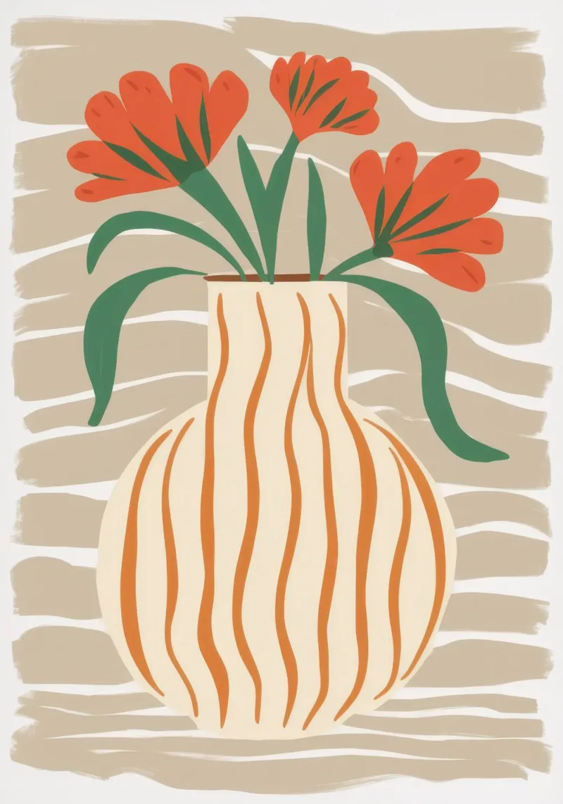 Tangerine Stripe Still Life canvas with Floater frame by Reds Jays