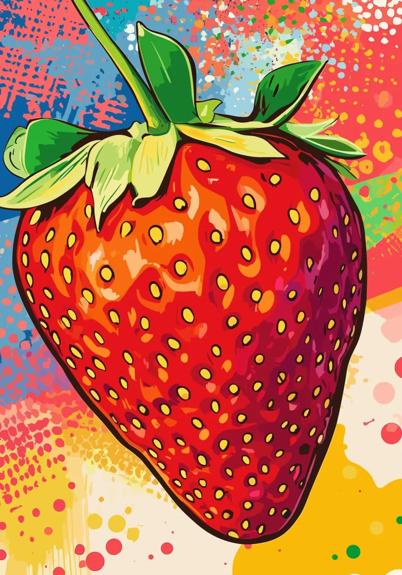 Fragola colorata in stile pop art pellicola backlit da pixelbull - medieval art and more