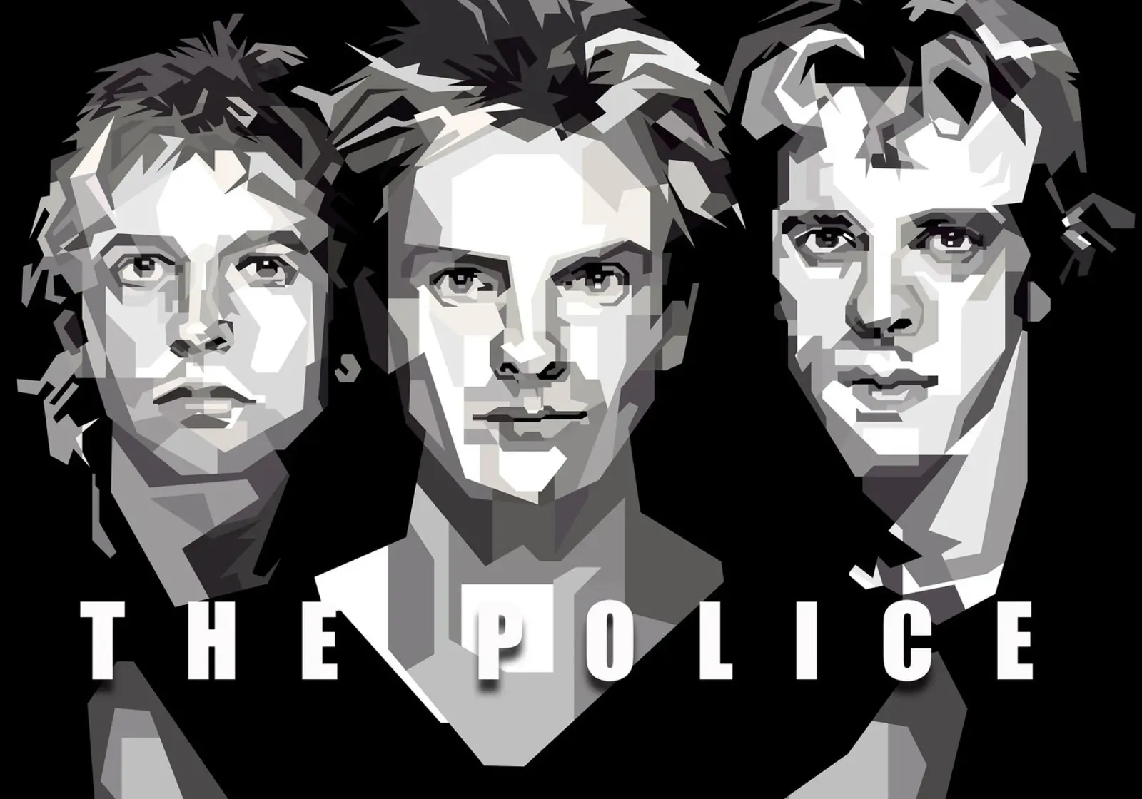 The Police Band Monochrome Illustration canvas by Artkreator