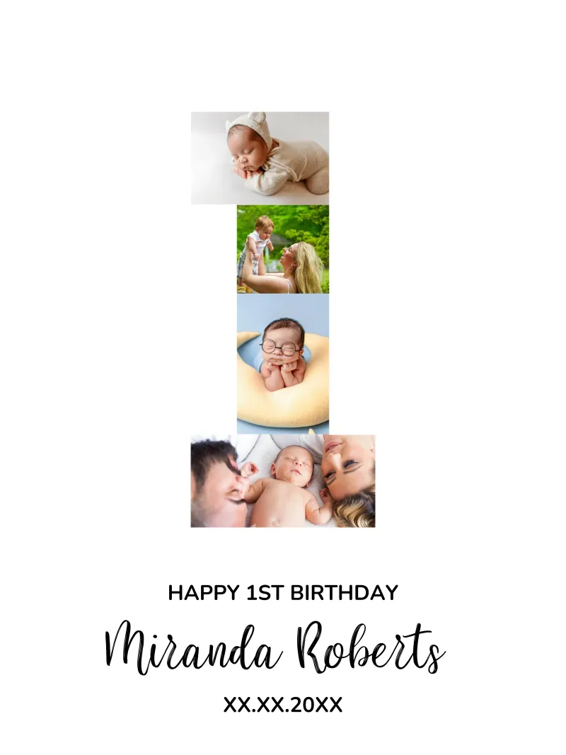 1st Birthday Number 1 Photo Collage Custom Picture Poster poster da Custom4U