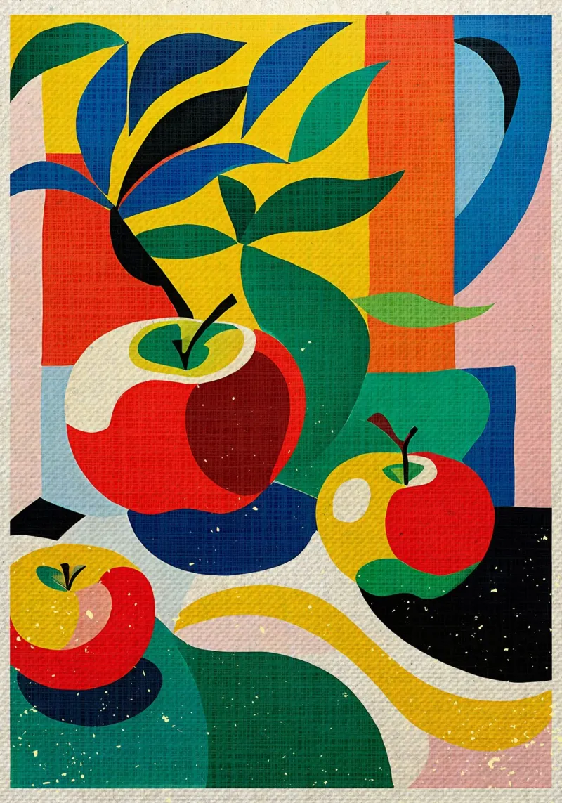 Manzanas de colores metacrilato de Providence Mbabazi Studio