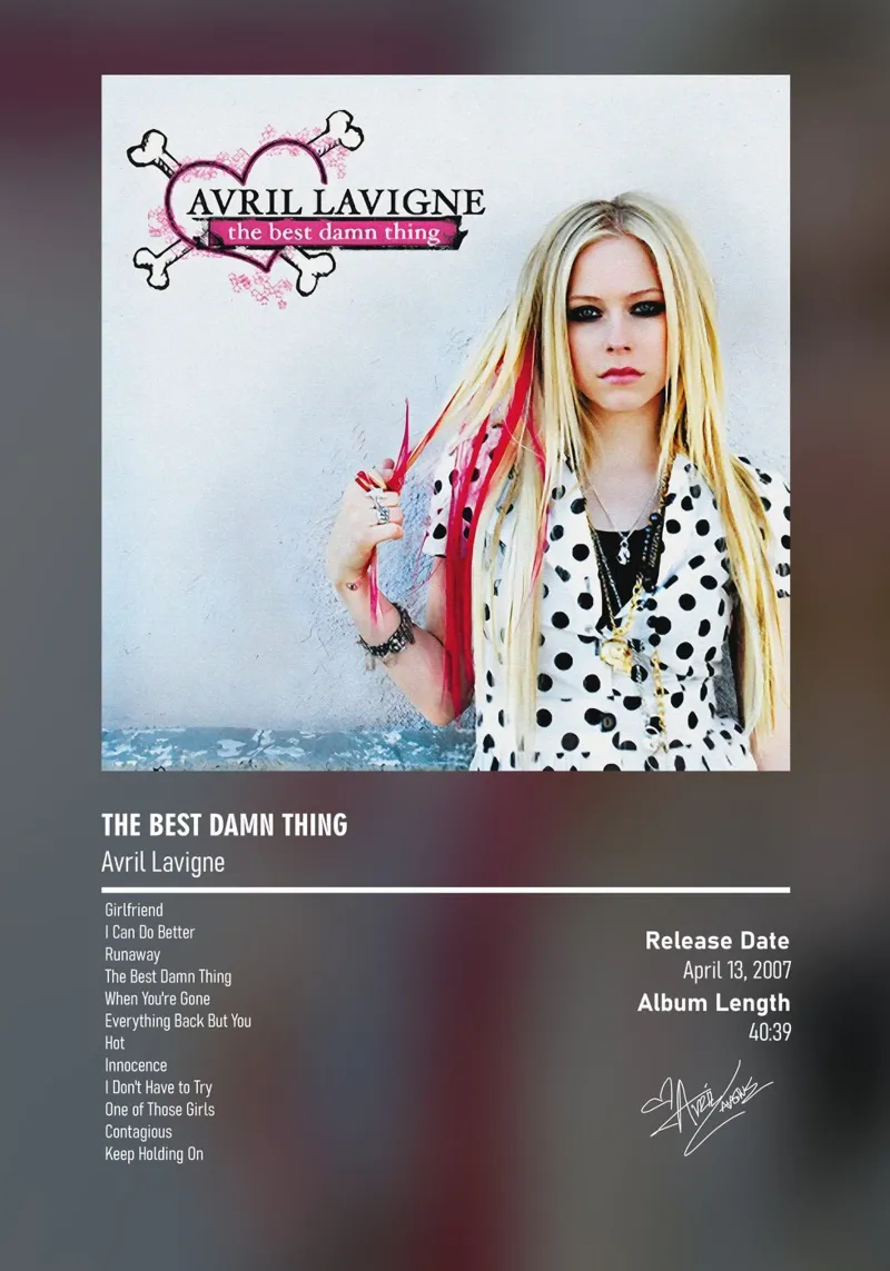 The Best Damn Thing by Avril Lavigne pellicola backlit da DGUnder