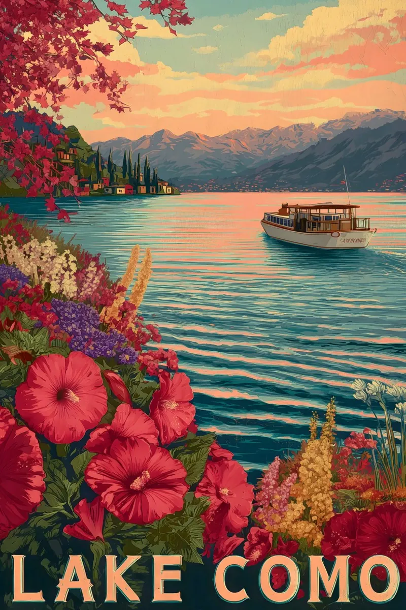 Comer See vintage Reiseposter poster con telaio in plastica da Vintage Travel Art