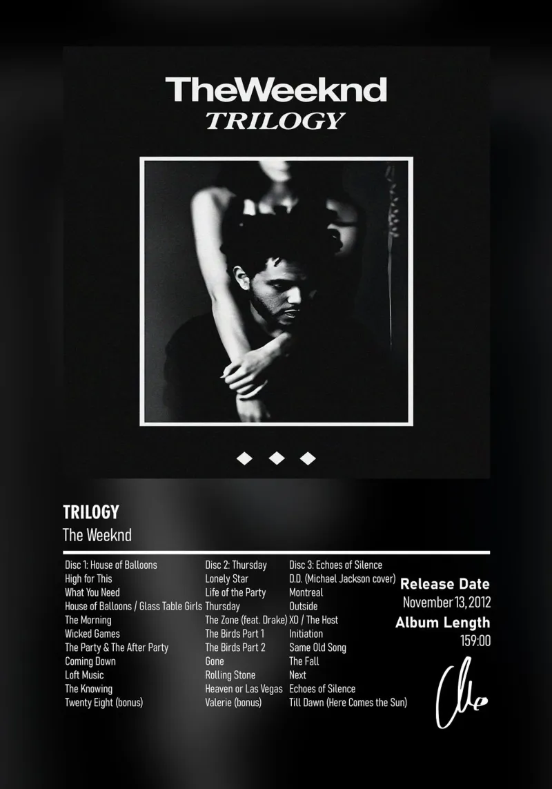 Trilogy (2012) by The Weeknd pellicola backlit da DGUnder