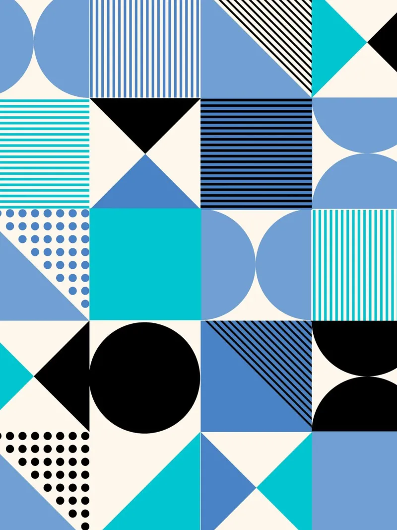Bauhaus Geometry Poster - Blue Black Pattern Design hahnemühle by Studio Vibe