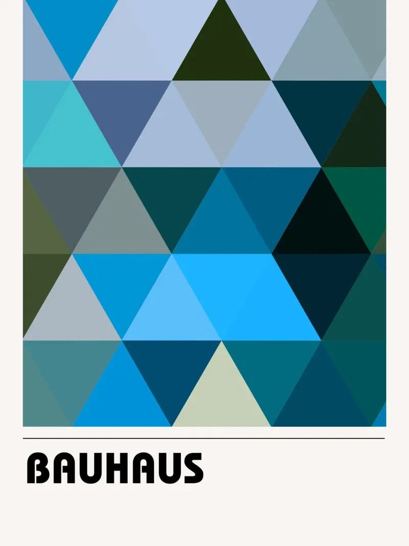 Bauhaus Triangle Pattern - Poster geometrico blu e verde pellicola backlit da Studio Vibe