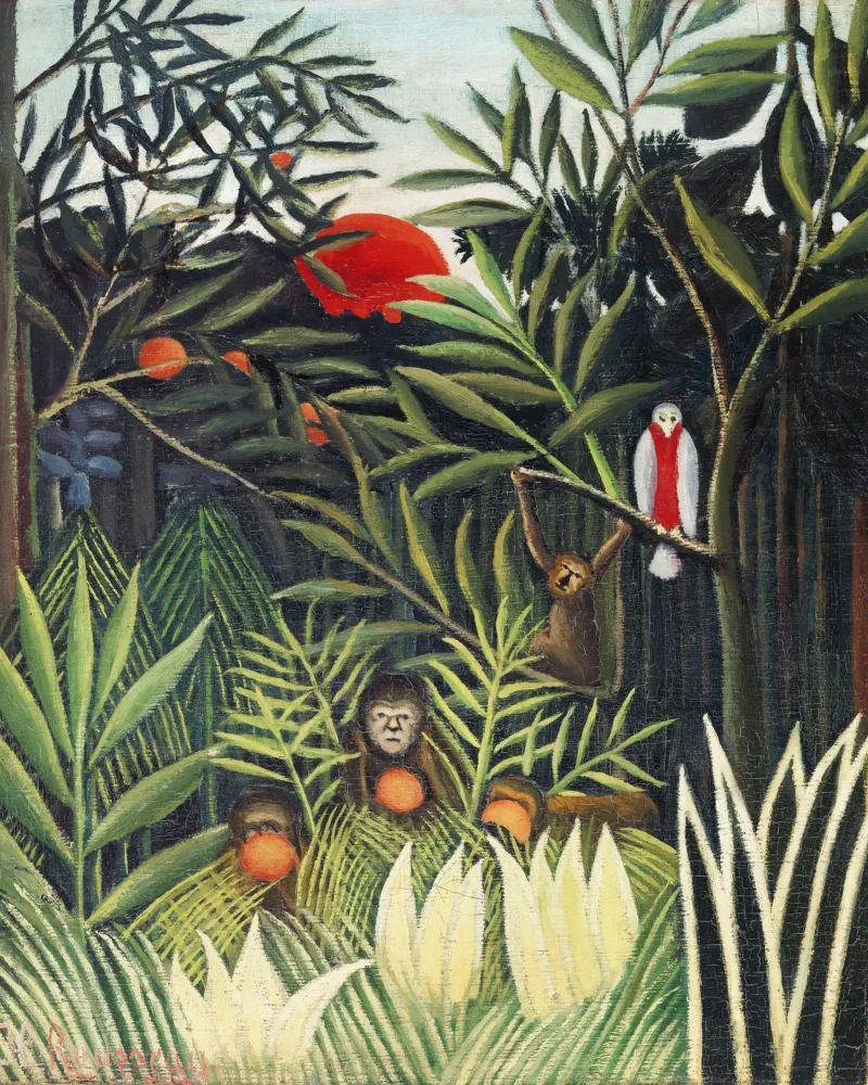Monkeys and Parrot in the Virgin Forest by Henri Rousseau canvas by Venus Art
