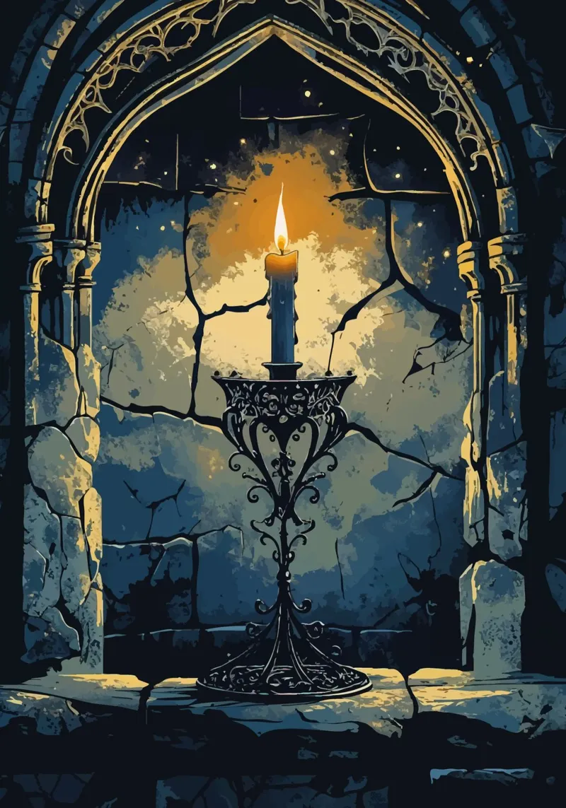 Candela mistica in un arco gotico plexiglass da pixelbull - medieval art and more