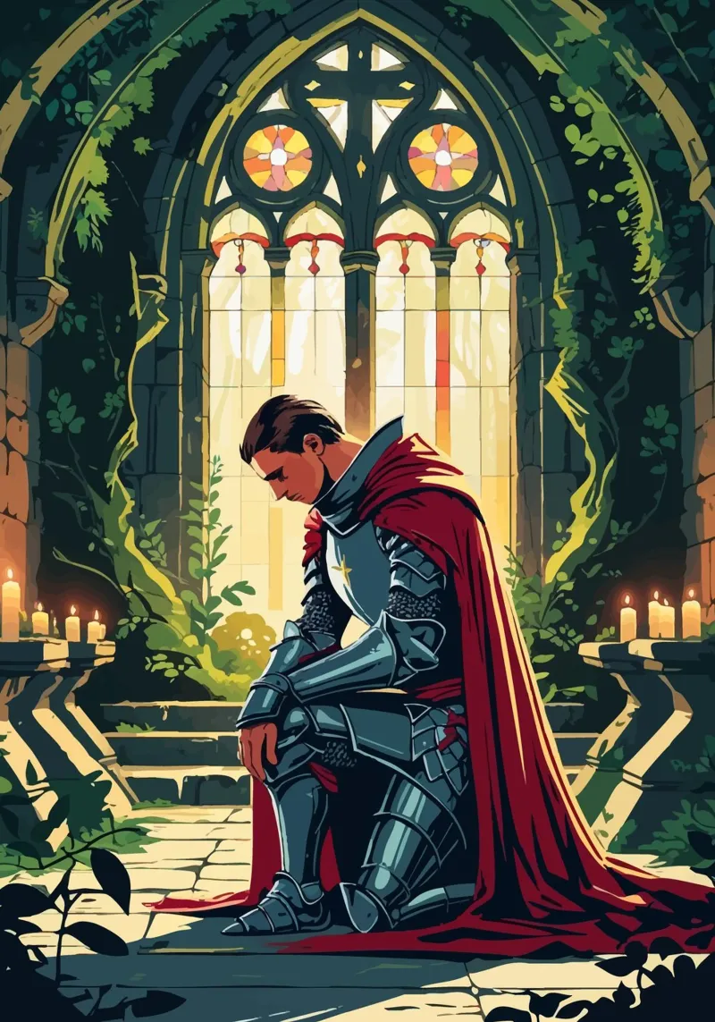 Ritter in stiller Andacht pellicola backlit da pixelbull - medieval art and more