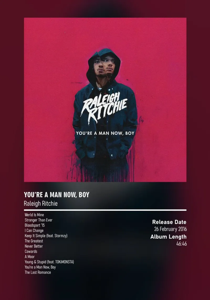 You_re a Man Now, Boy (2016) by Raleigh Ritchie pellicola backlit da DGUnder
