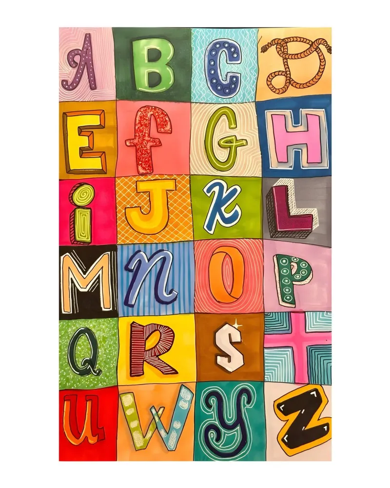Colorfull Alphabet Grid forex plate by Olivia Creator
