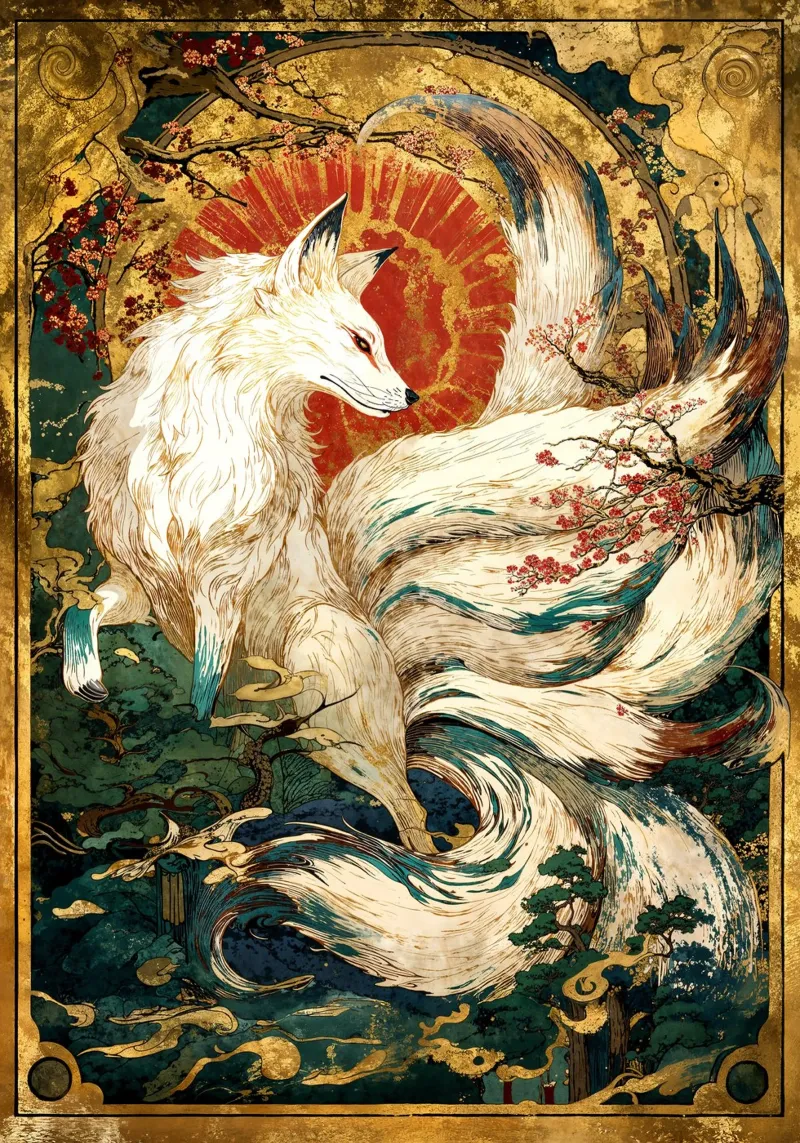 Celestial Kitsune’s Grace pellicola backlit da Pixaverse