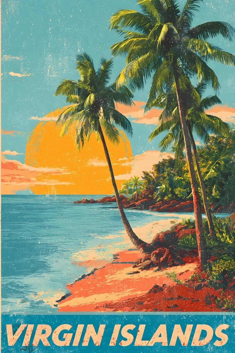 Jungferninseln vintage Reiseposter poster con telaio in legno da Vintage Travel Art