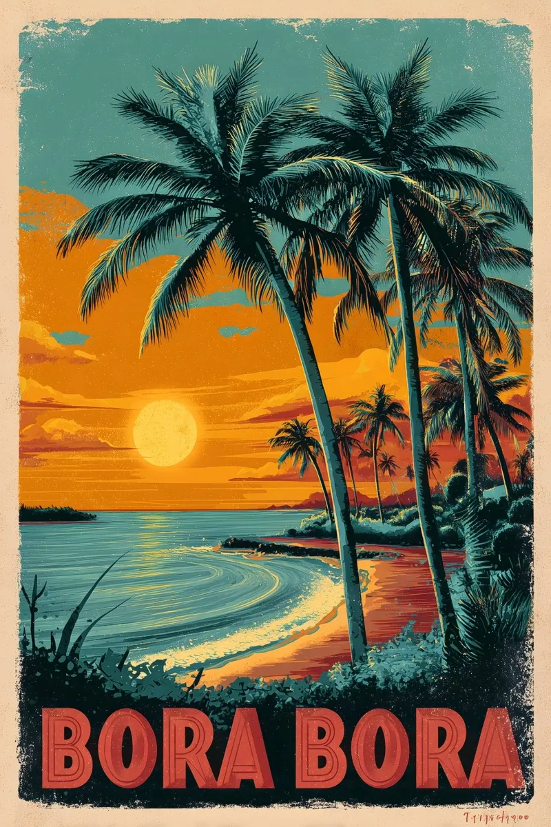 Bora Bora vintage Reiseposter pellicola backlit da Vintage Travel Art