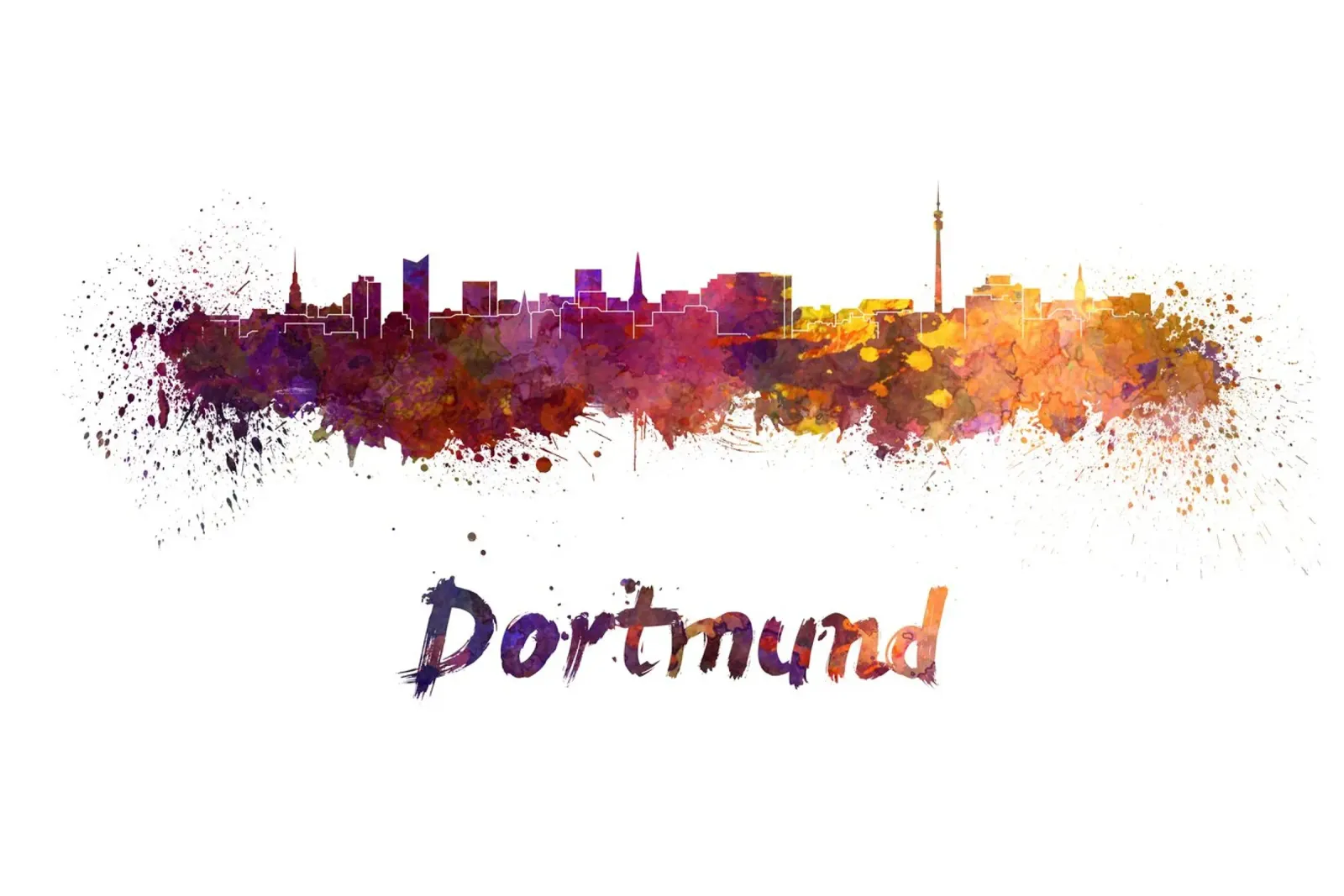 Lo skyline di Dortmund pellicola backlit da Point and Art