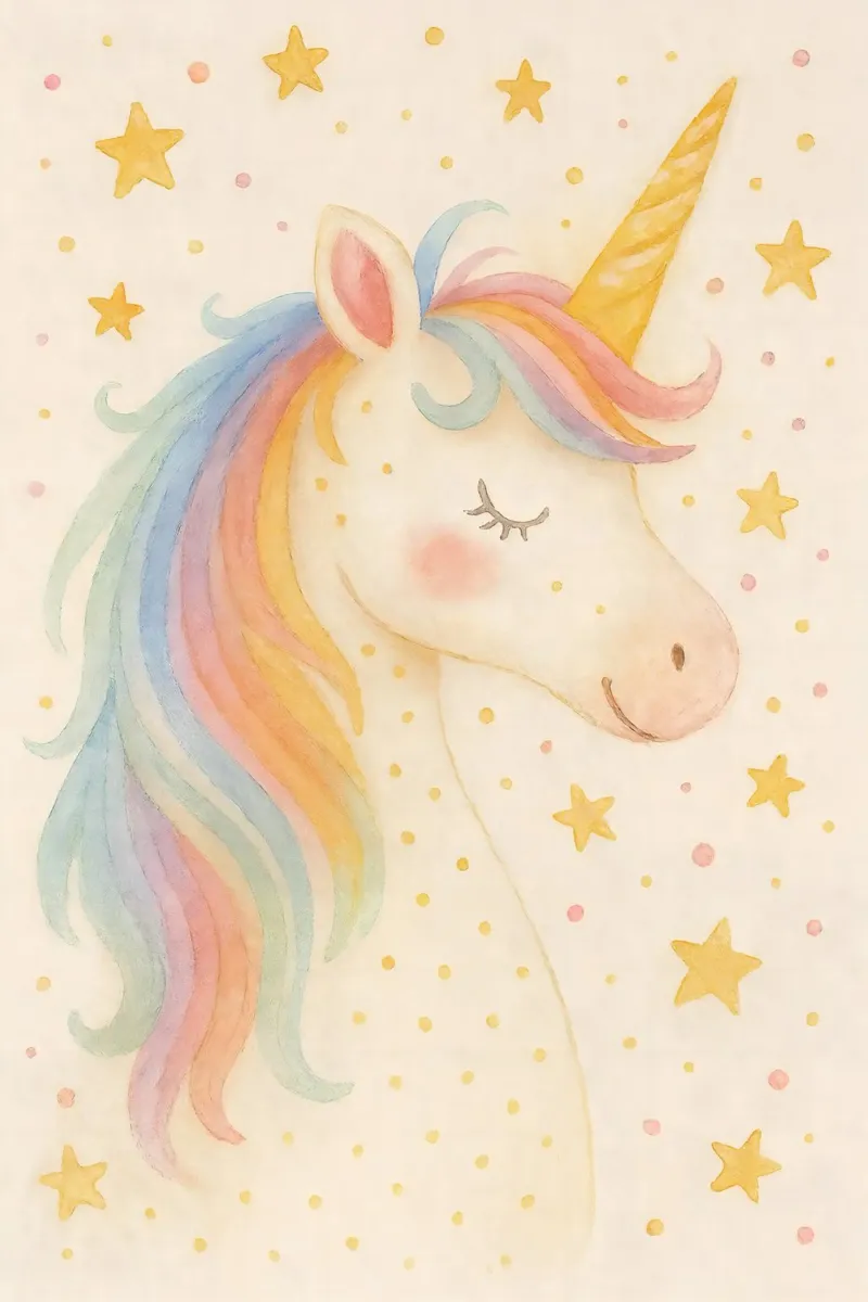 Deseos mágicos de unicornio poster con marco de madera de KidzStudio
