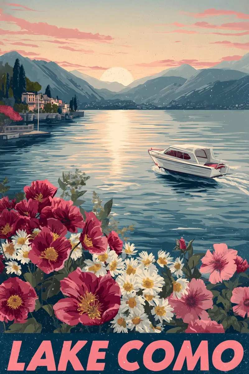 Comer See vintage Reiseposter poster con telaio in alluminio da Vintage Travel Art