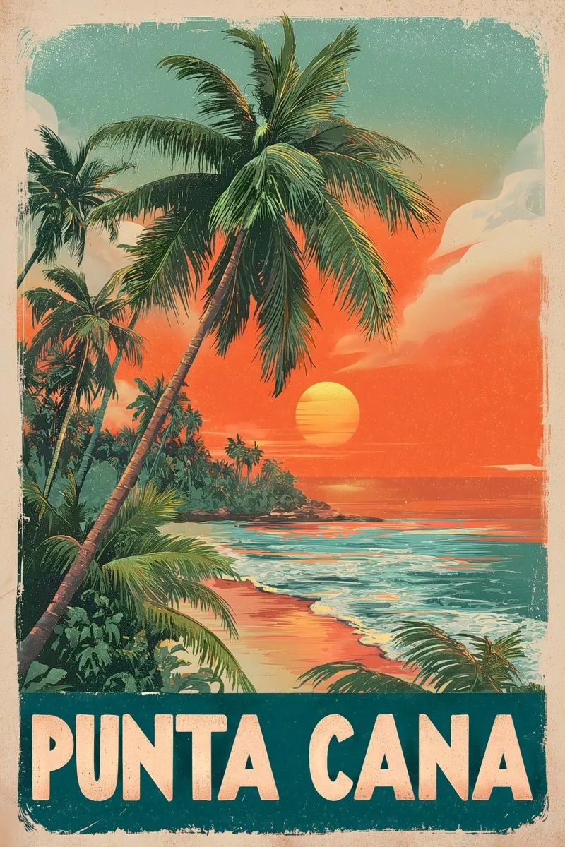 Punta Cana Vintage Reiseposter poster with aluminum frame by Vintage Travel Art