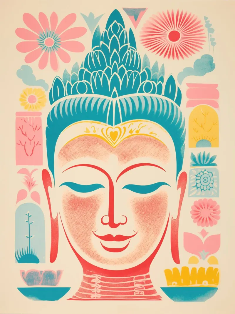 Buddha scandinavo giocoso e design di metà secolo plexiglass da Autofocus
