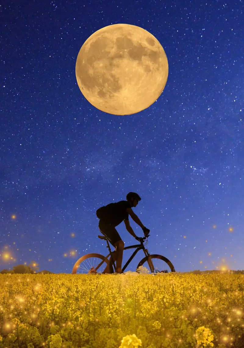 Promenade nocturne sous la lune alu dibond de Berwies Artwork