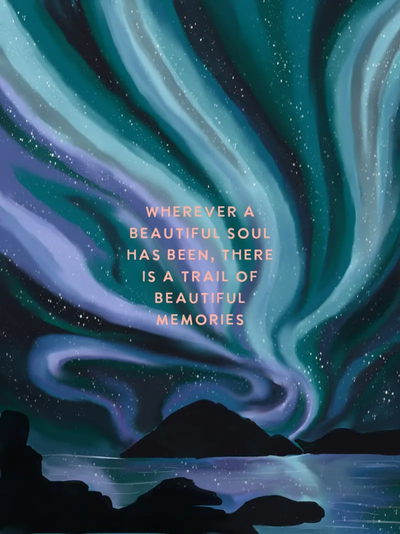 "Ovunque sia stata un'anima bella" Ricordi, amore, vita poster con telaio in alluminio da This Wild Soul - Illustration